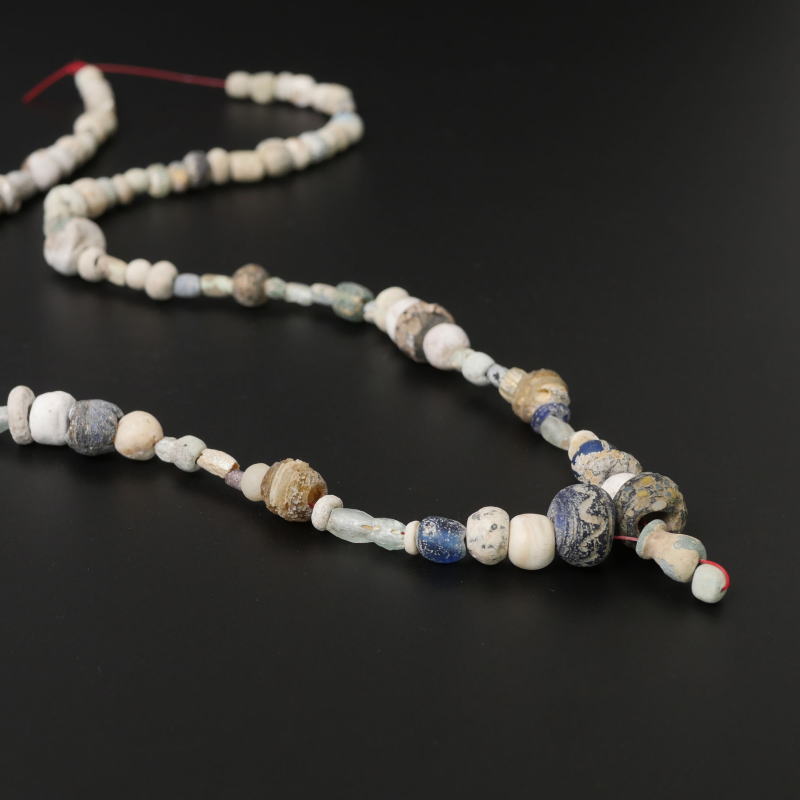 Ancient Roman Iridescent Glass Beads Strand