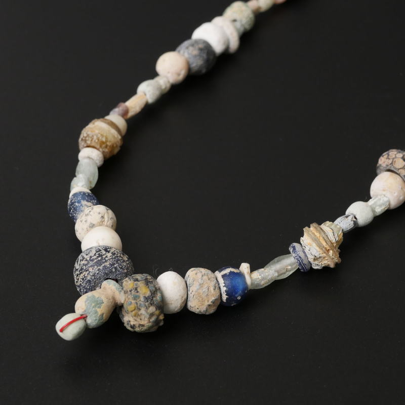 Ancient Roman Iridescent Glass Beads Strand