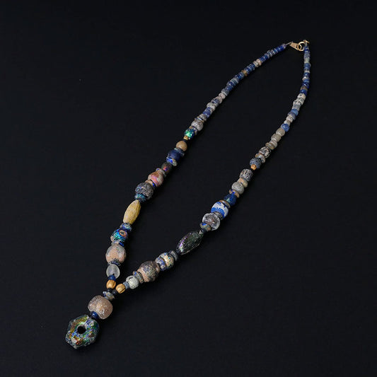 Ancient Roman Iridescent Glass Beads Strand