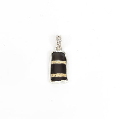 Dzi Bead Silver Pendant