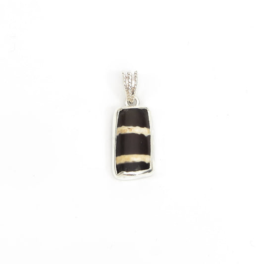 Dzi Bead Silver Pendant