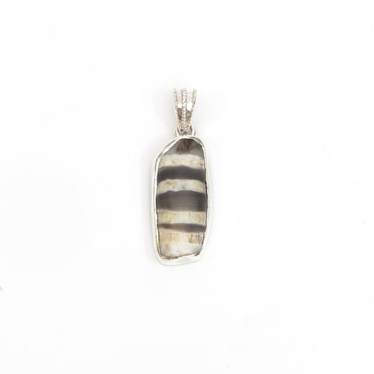 Dzi Bead Silver Pendant