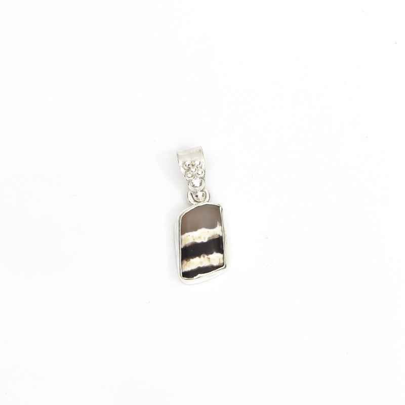 Dzi Bead Silver Pendant