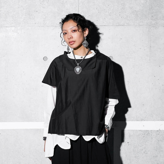 Cotton Silk Scallop Blouse