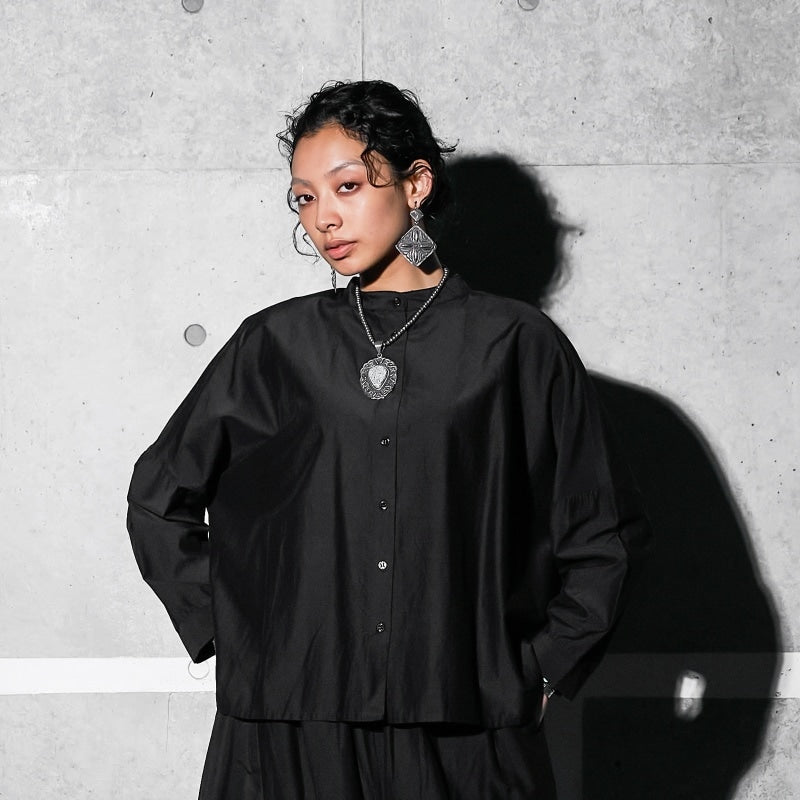 Cotton Silk Drop Sleeve Wide Blouse