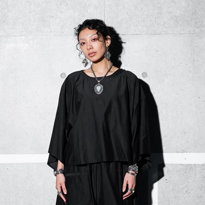 Cotton Silk Kimono Sleeve Pullover