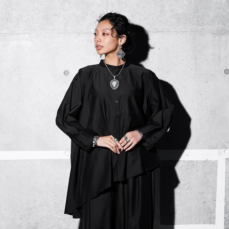 Cotton Silk Round Shirt Blouse