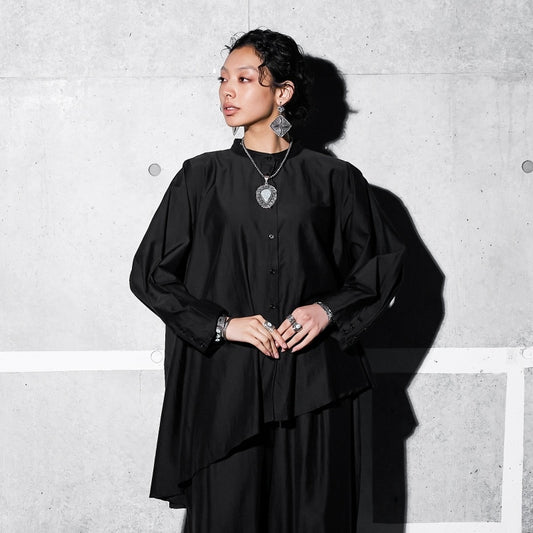 Cotton Silk Round Shirt Blouse