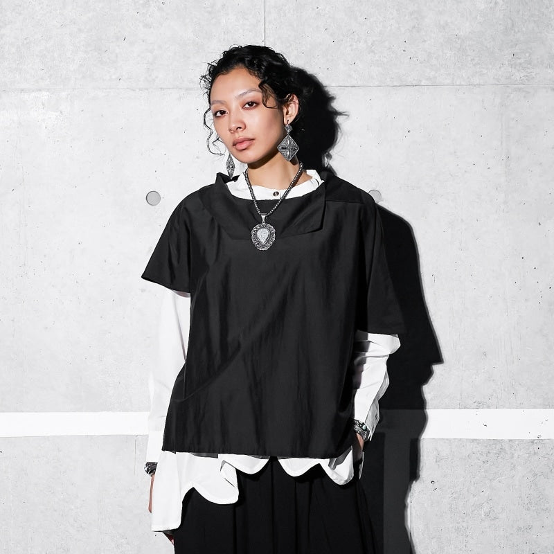 Cotton Silk Asymmetrical Collar Pullover