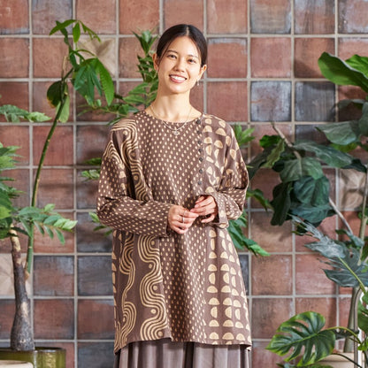 Dab Print Mix Tunic Pullover