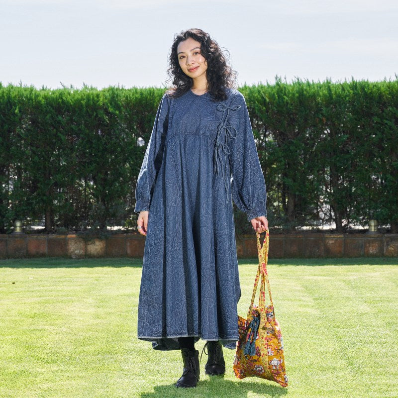 Crushed Denim Kediya-Style Dress