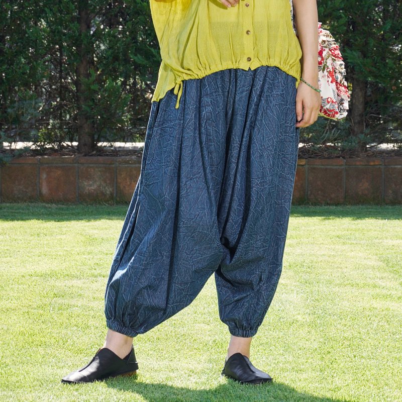 Crushed Denim Sarouel Pants