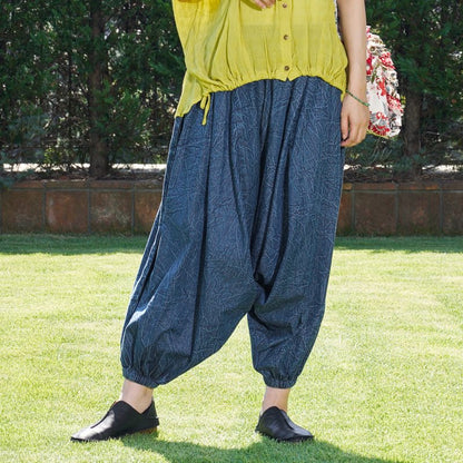 Crushed Denim Sarouel Pants