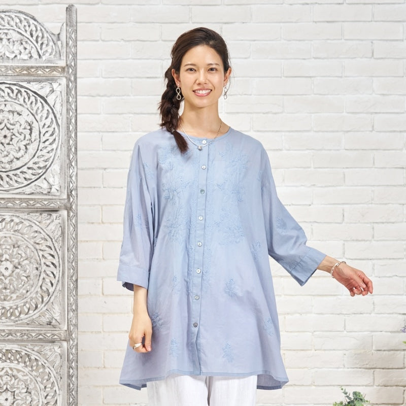 Lucknow Embroidery Front-Open Tunic Blouse