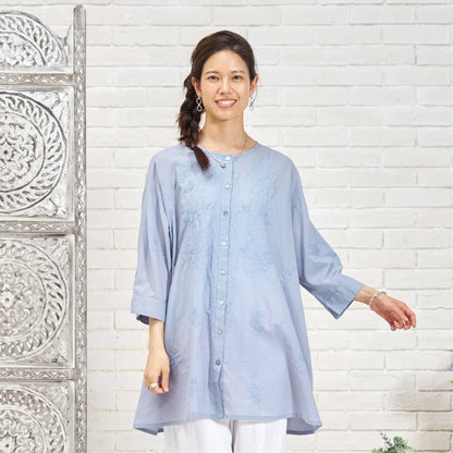 Lucknow Embroidery Front-Open Tunic Blouse