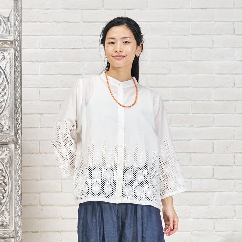 Cotton Hem Lace Blouse