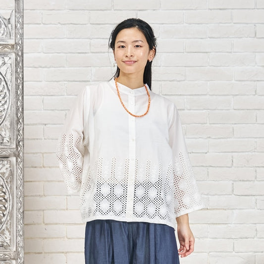 Cotton Hem Lace Blouse