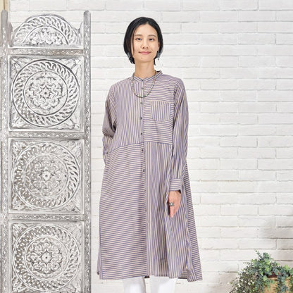 Stripe Button-Front Dress