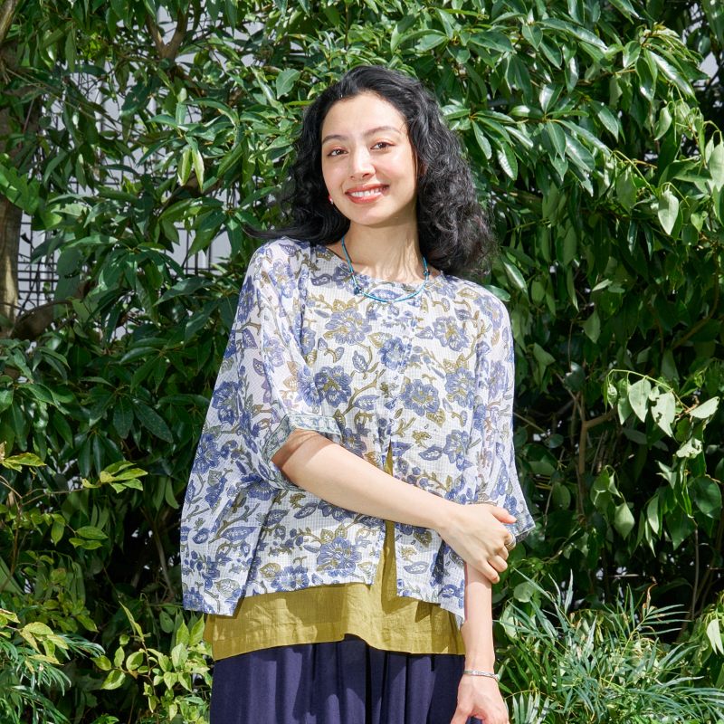 Kota Doria Floral Print Pullover