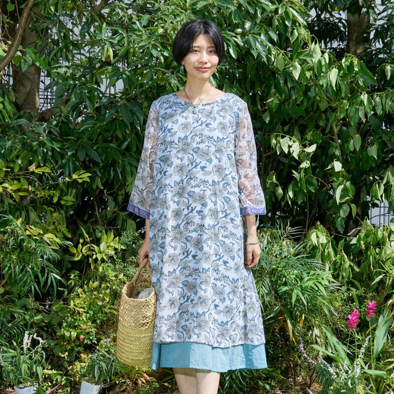 Kota Doria Floral Print Dress