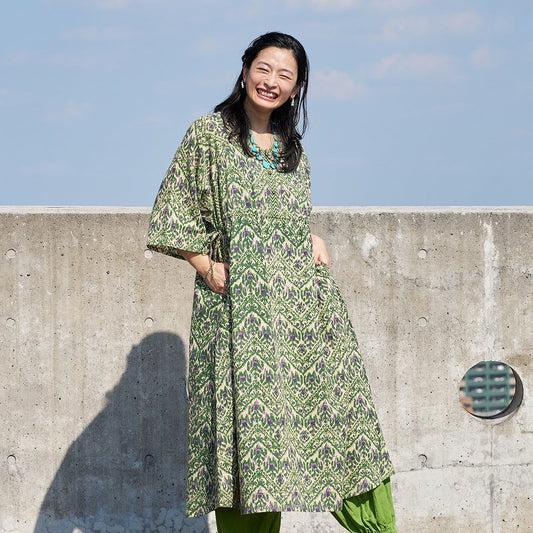 Ikat Zigzag Print Dress