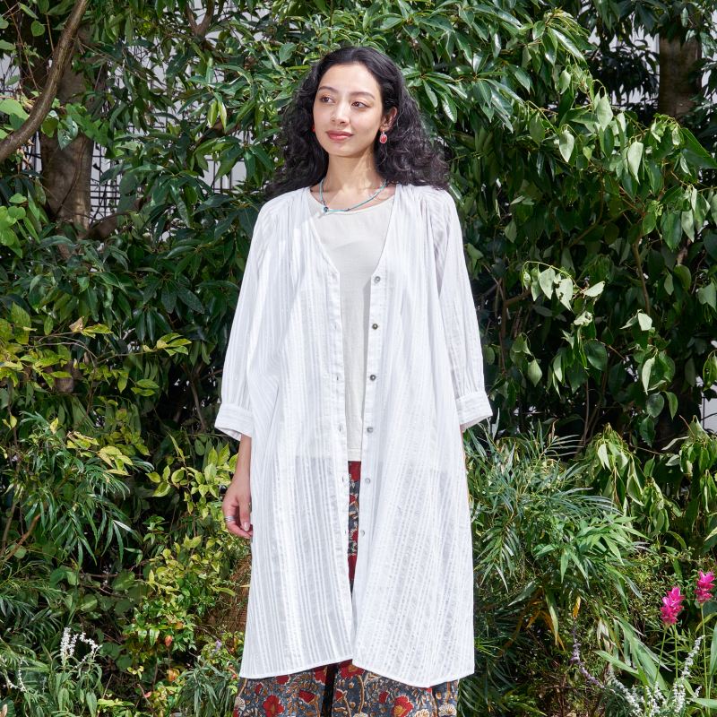Lurex Stripe Raglan Long Blouse