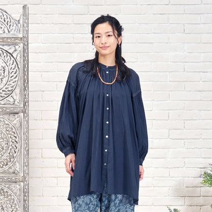 Cotton Gauze Shirring Gather Blouse