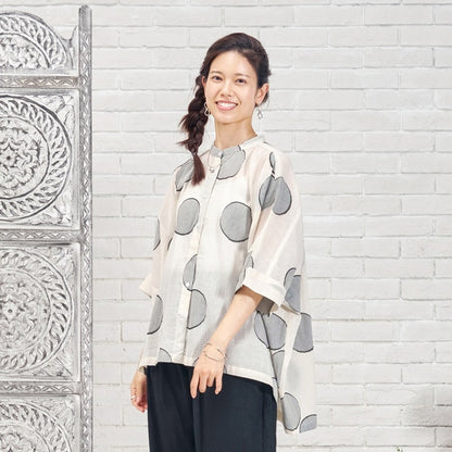 Dot Jacquard Wide Blouse