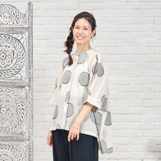 Dot Jacquard Wide Blouse