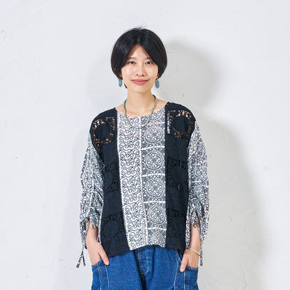 Rayon Lace Print Pullover