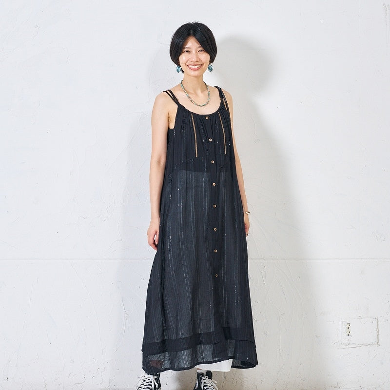 Cotton Lurex Layered Cami Dress