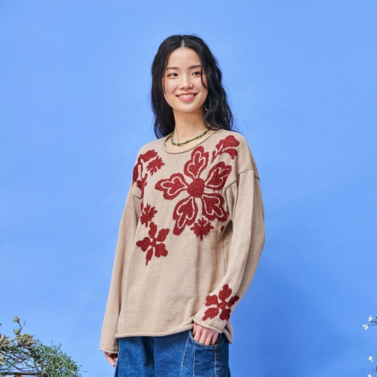 Floral Embroidery Style Pullover