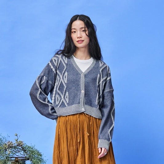 Plating Cable Knit Cardigan