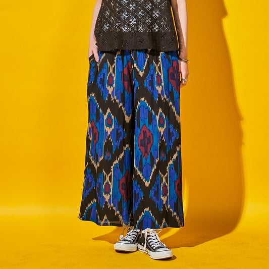 Rayon Ikat Print Straight Pants