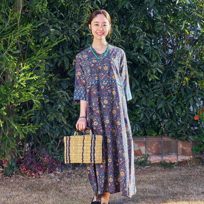 Flower Print V-Neck Dress