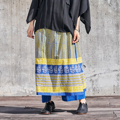 Bagru Panel Print Skirt Pants
