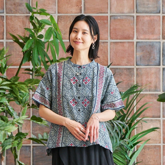 Indigo Print Blouse