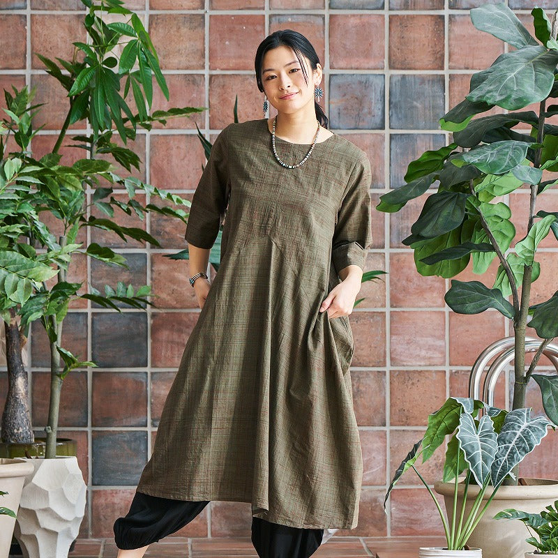 Cotton Hand Brushing Asymmetrical Dress