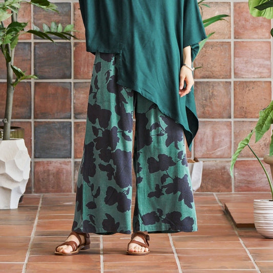 Printed Stone Wash Pants
