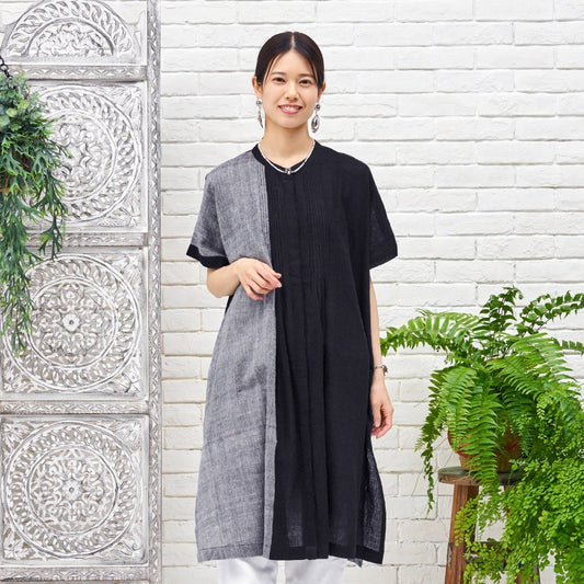 Khadi Border Front-Open Dress