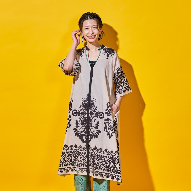 Cotton Big Print Long Blouse