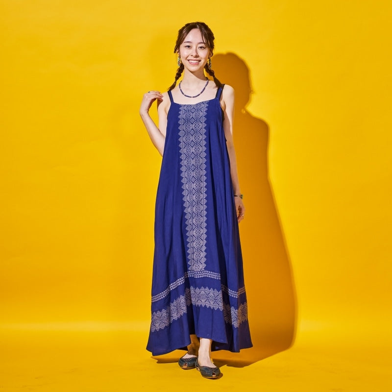 Rayon Geometric Line Print Cami Dress