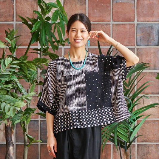 Block Print Patch Pullover