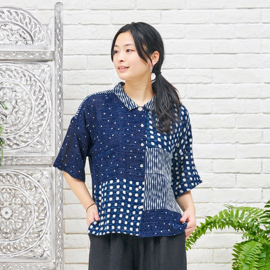 Block Print Patchwork Blouse N