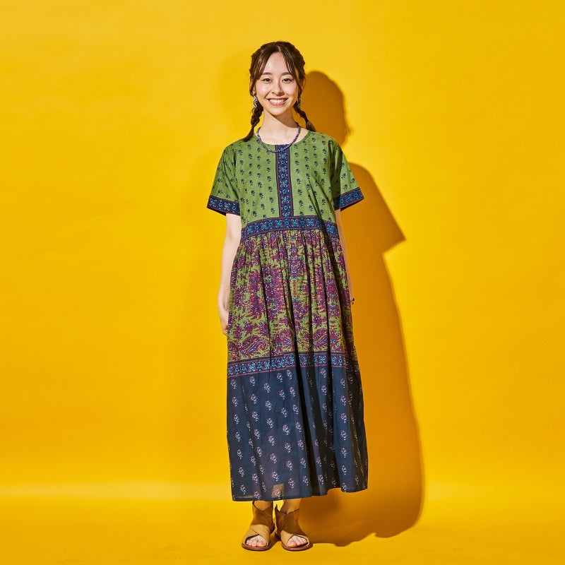 Cotton Two-Tone Print Dress