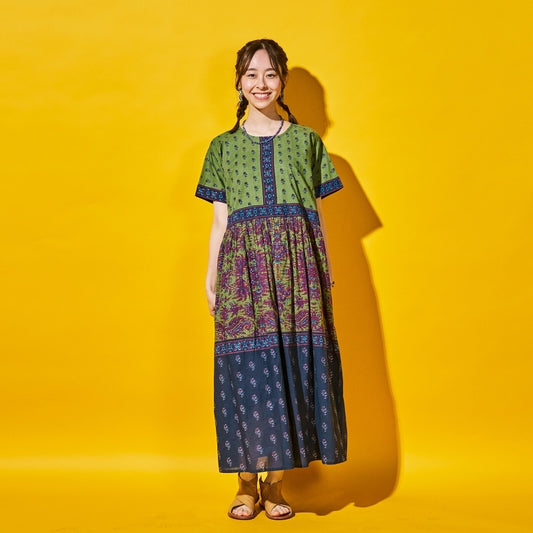 Cotton Two-Tone Print Dress