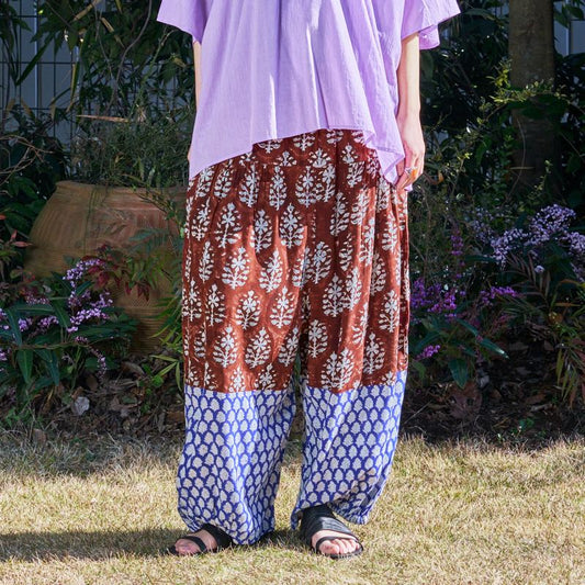 Bicolor Flower Print Pants