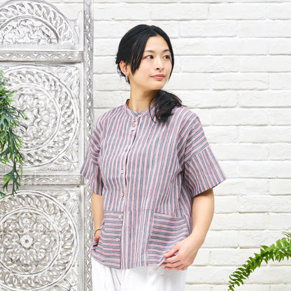 Block Print Stripe Short Blouse