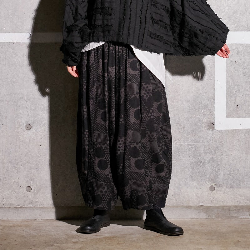 Rayon Dot Print Transformed Pants