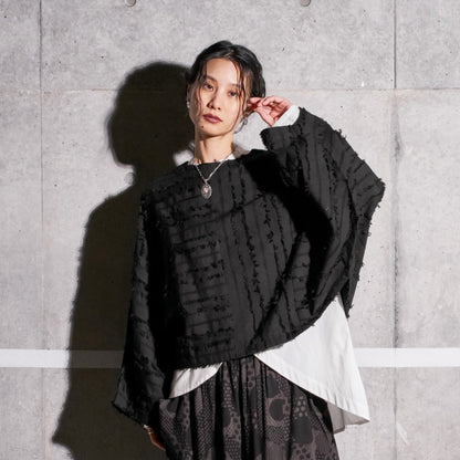 Cotton Cut-Off Poncho Pullover